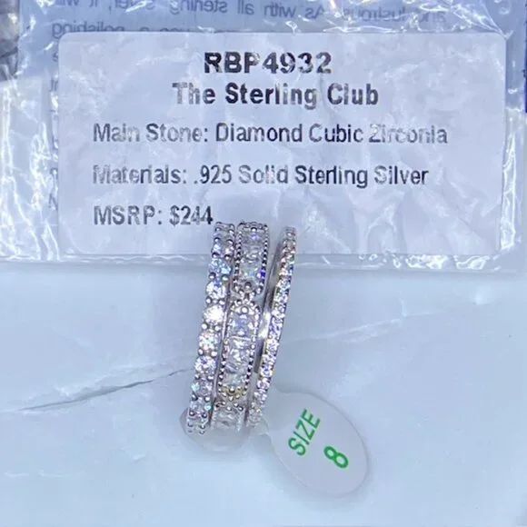 925 Solid Sterling Silver Farmhouse 3 Band Set Size 8 - Picture 4 of 5